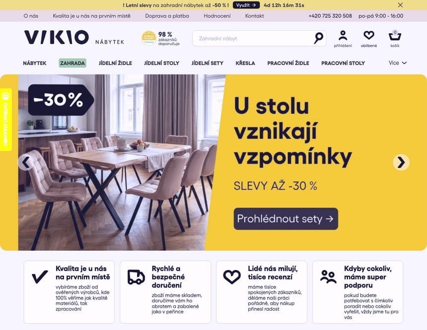 Úvodní stránka e-shopu Vikio.cz